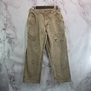Carhartt Pants Mens 40 X 30 Khaki Tan Canvas Straight Chino Relaxed Fit